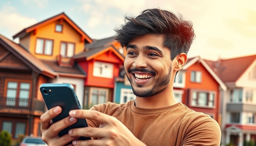 Young man checks smartphone with homes, HomeLister acquisition by Newfound.
