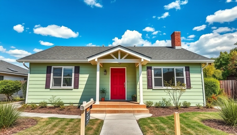 Charming house with red door illustrating first-time homebuyer mistakes.