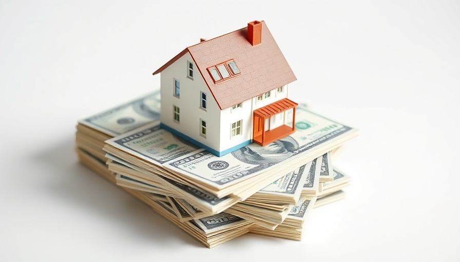 Miniature house model on cash stacks representing down payment misconceptions.
