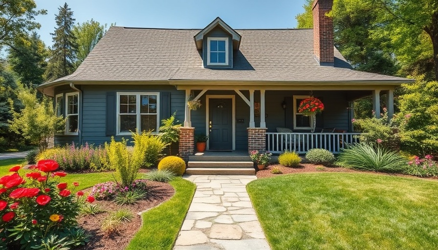 Charming gray house with garden and porch, should I sell my house now.
