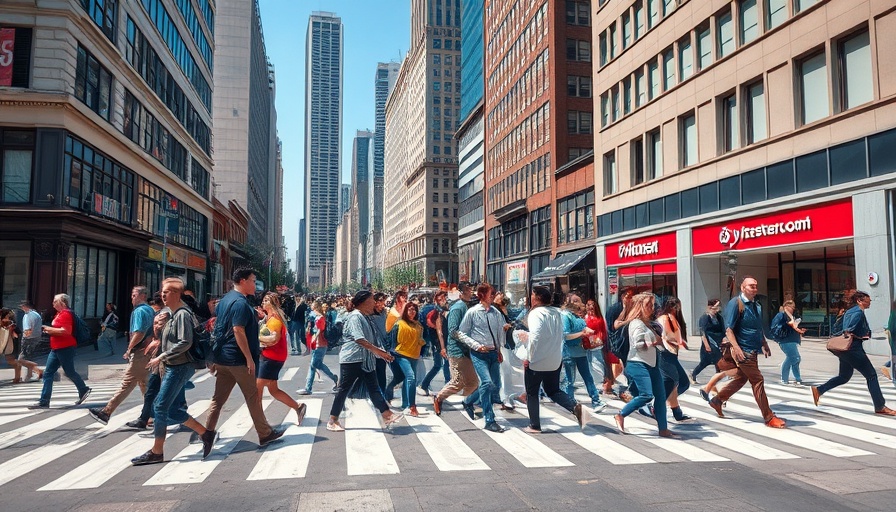 Pedestrians crossing in a car-free top city for urban living.