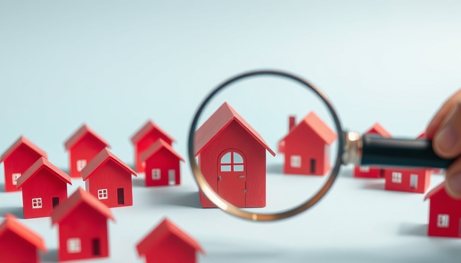 Magnifying glass highlighting red house among paper houses, USA Today real estate portal partnership