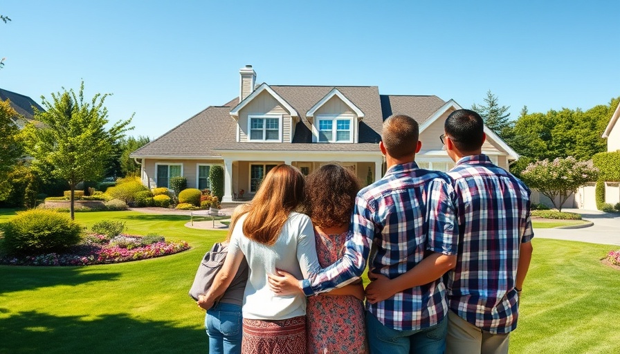 Family admiring their home, indicating home prices forecast.