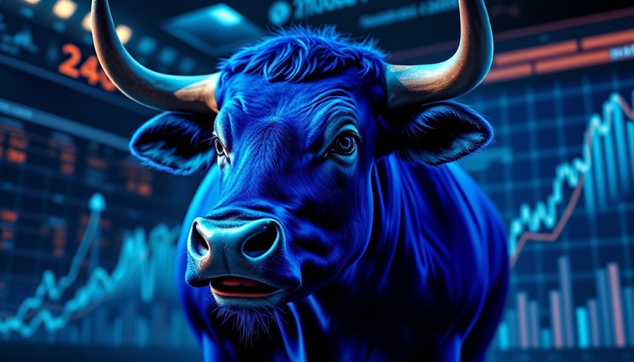 Blue bull symbolizing Opendoor stock price surge amid upward charts.