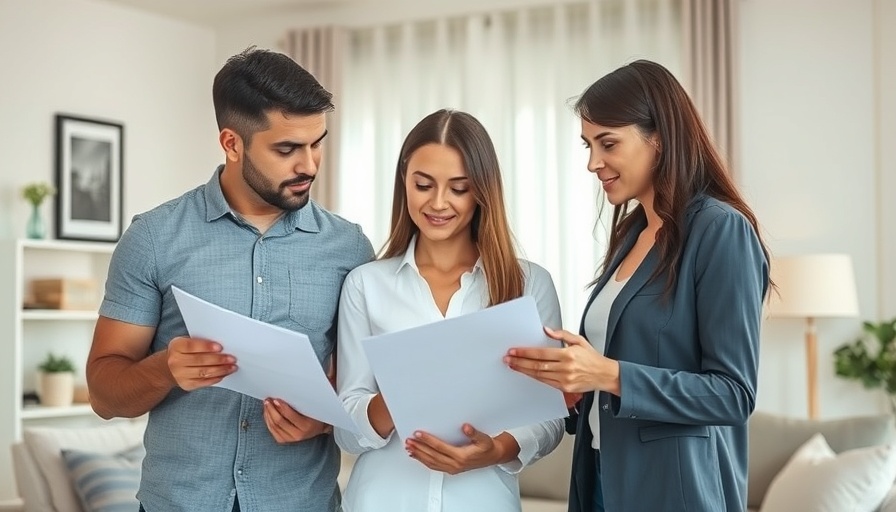 Young couple and agent negotiate after home inspection.