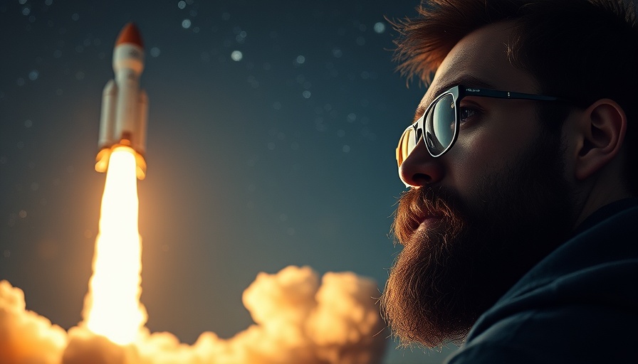Rocket Moves Home Search to Redfin: Businessman watching rocket launch in space-themed office