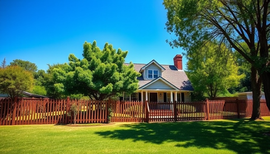Suburban house with wooden fence, related to real estate.