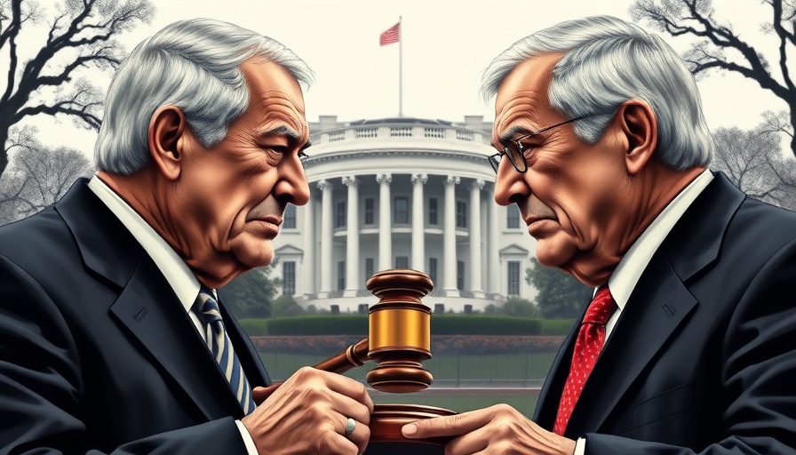 Trump vs Powell interest rates illustration with White House backdrop.