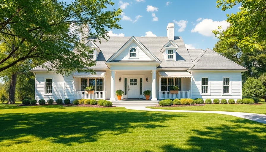 Elegant suburban house with a lush lawn, move-in view