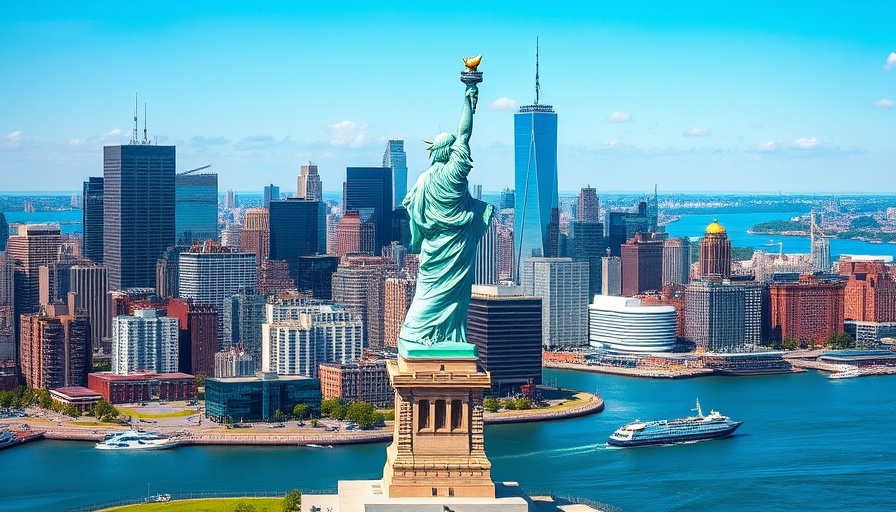 Statue of Liberty in New York with skyline, support services for seniors in New York