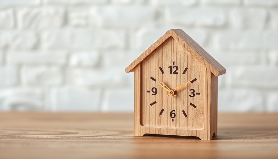 Home buying market trends symbolized by a house-shaped clock.