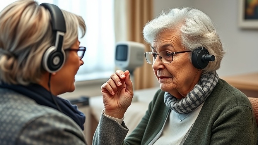 Elderly woman undergoing a hearing test for Aging Parents Health and sensory loss.