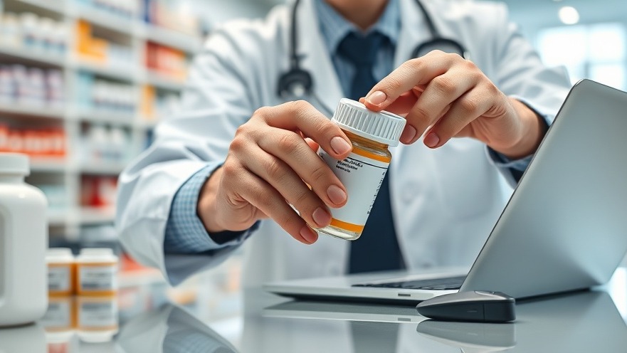 Pharmacist scanning prescription bottle in modern pharmacy, reflecting Medicare changes and healthcare costs.