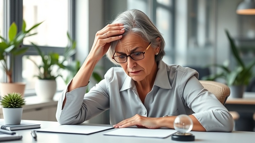 Stressed woman at desk practicing self-care strategies for women's mental health.