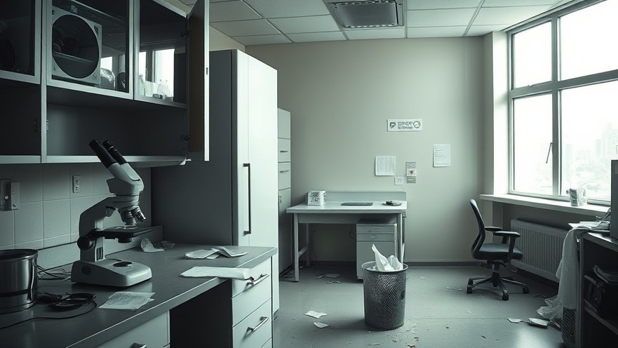 Abandoned medical research lab highlighting the impact of NIH cuts on public health funding.