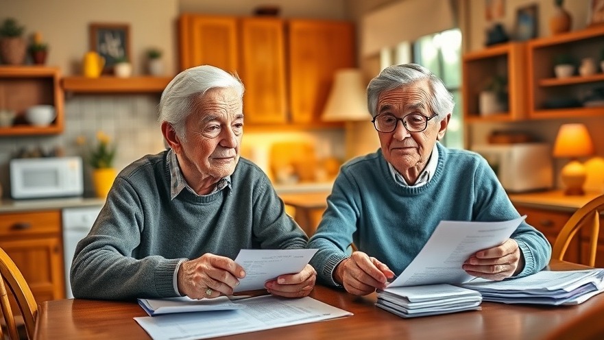 Elderly couple managing retirement savings and financial challenges at a cozy kitchen table.