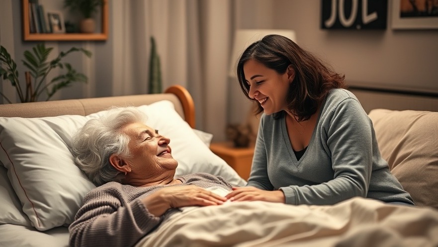 Cognitive assessments for dementia: Caring woman comforts older patient in cozy room.