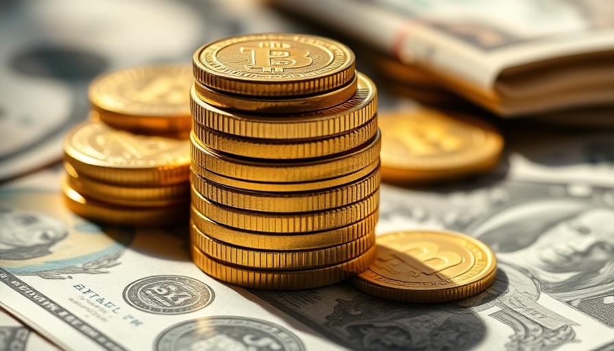 Gold coins stacked on banknotes symbolizing financial savings.