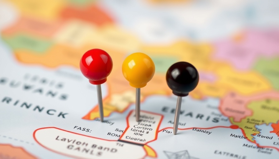 Map with colorful pins for elderly care finder tool.