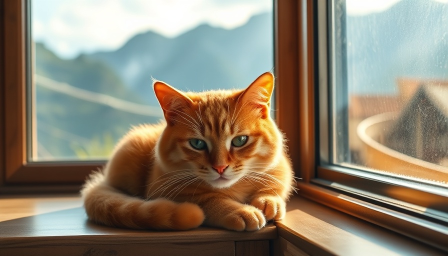 Ginger cat basking in sunlight by window, lessons from caring for a pet.