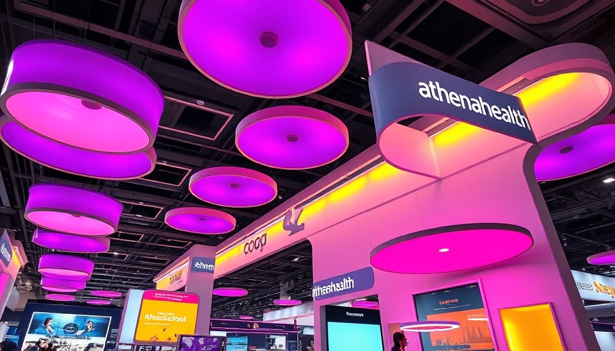 Athenahealth booth at trade show with vibrant display