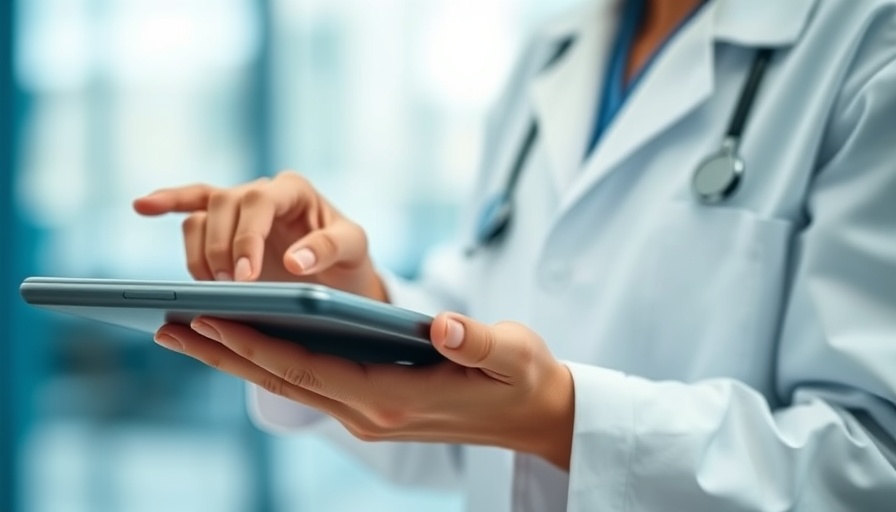 Doctor using tablet in healthcare setting for guidance on AI.