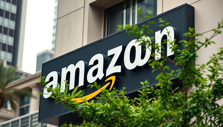 Amazon logo sign against building, related to healthcare restructuring.