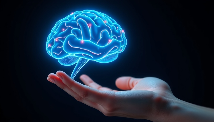 Glowing brain hologram in hand representing gene therapy reversing Alzheimer's memory loss.