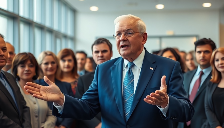 Elderly politician speaking passionately to a group indoors, Medicaid Cuts 2025.