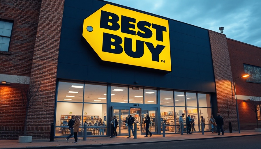Best Buy storefront at evening highlighting store exterior.