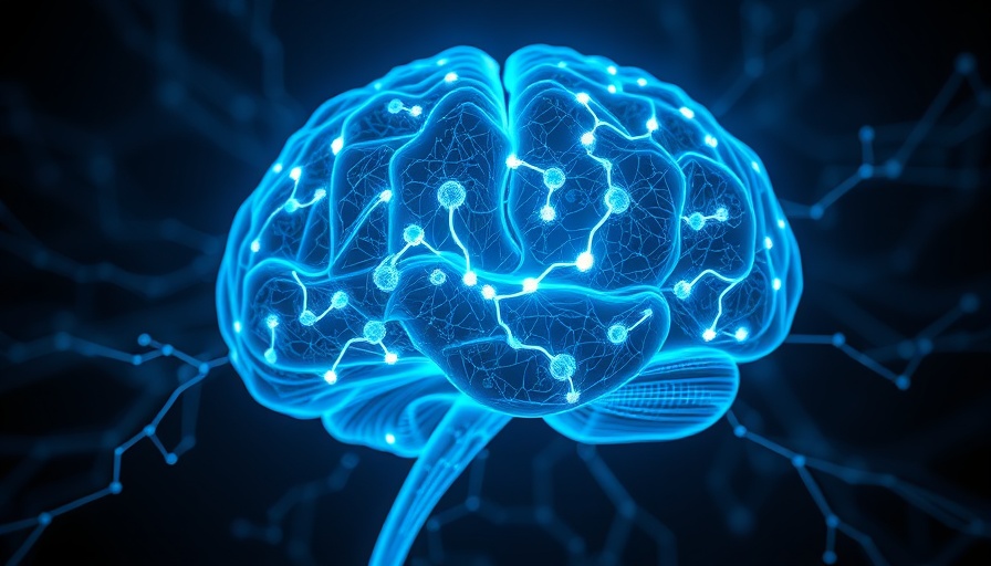 Digital rendering of Alzheimer's treatment brain molecule with glowing connections.