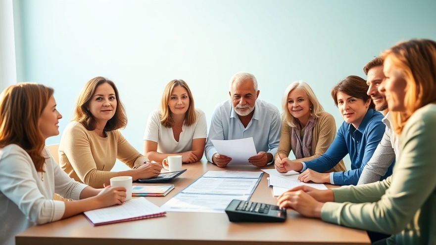 Diverse group discussing financial literacy and retirement planning resources.