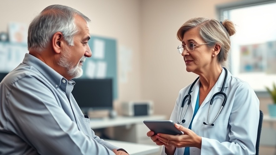 Older man and young female doctor discussing patient empowerment in healthcare.