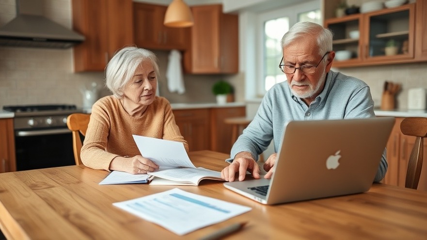 Elderly couple using a laptop for estate planning and long-term care insurance.