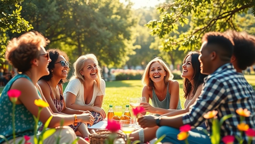 Diverse group enjoying a picnic in the park, embodying work-life balance and joy.