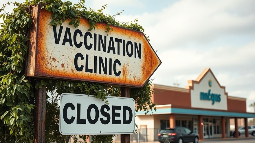 Abandoned vaccination clinic sign highlighting public health concerns after CDC vaccine committee shake-up.