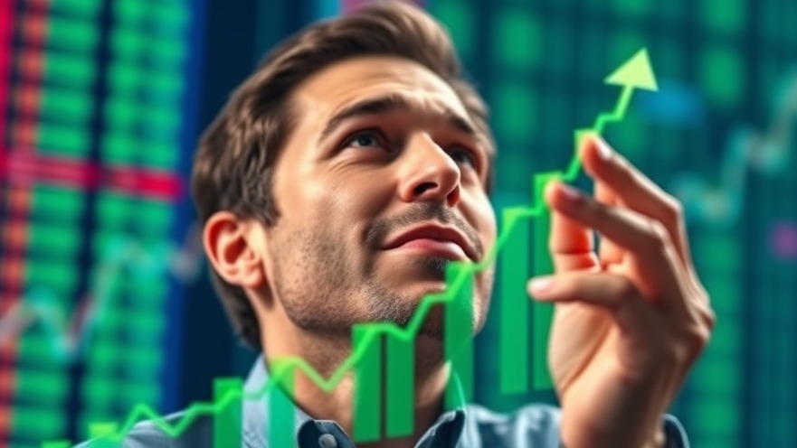 Emotional investor gazing at a rising stock chart, symbolizing 401(k) investment strategies and economic stability.