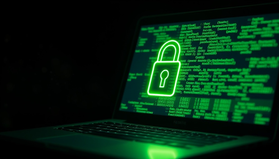 Glowing laptop with code and padlock, symbolizing CACTUS ransomware tactics.