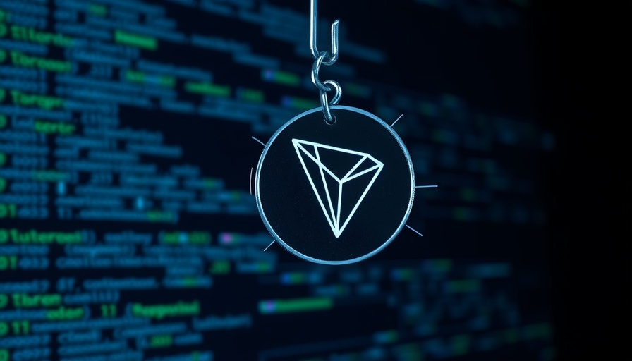 Tron coin caught on hook; metaphor for North Korean hackers.