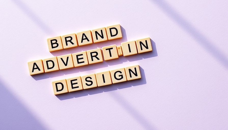 Wooden letters forming words like 'Brand', 'Advertising', 'Trust', on purple backdrop.