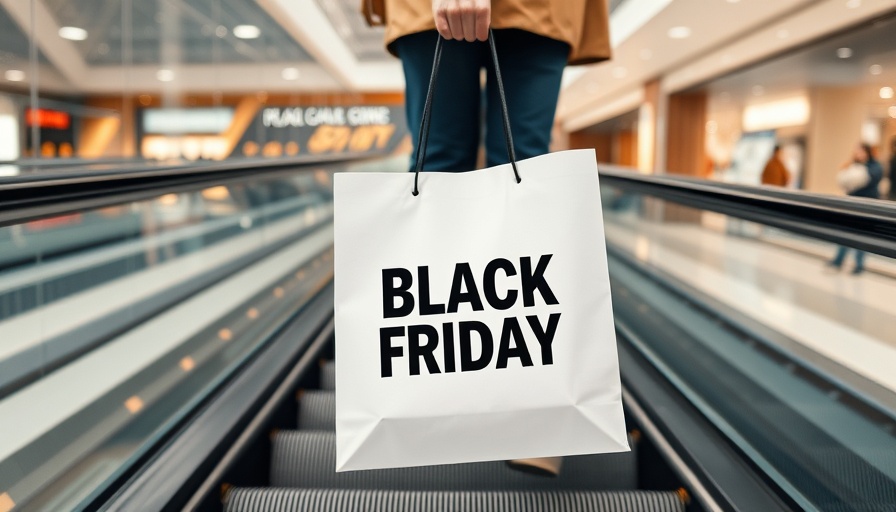 Black Friday shopping bag on escalator to maximize sales