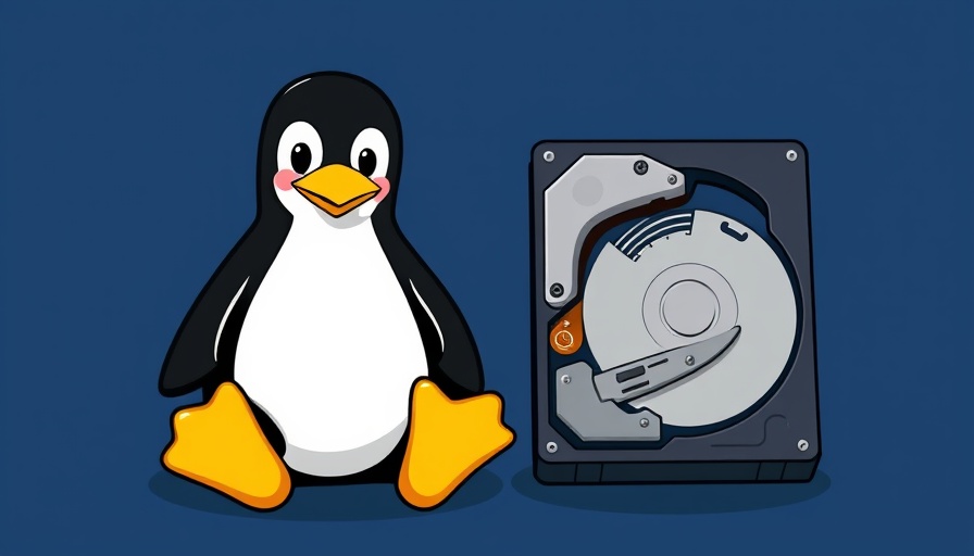 Cartoon Linux penguin and damaged hard drive representing malicious Go modules.