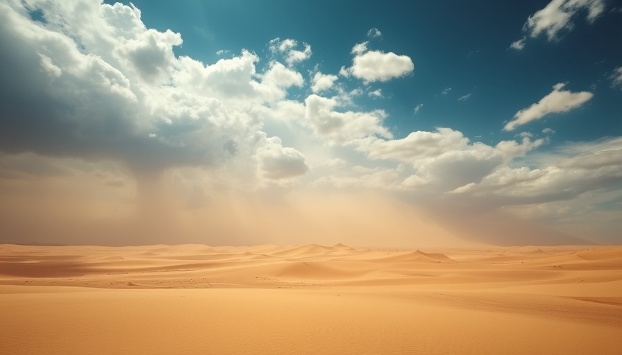 Desert with approaching sandstorm under dramatic clouds, symbolizing Middle East cybersecurity threats.