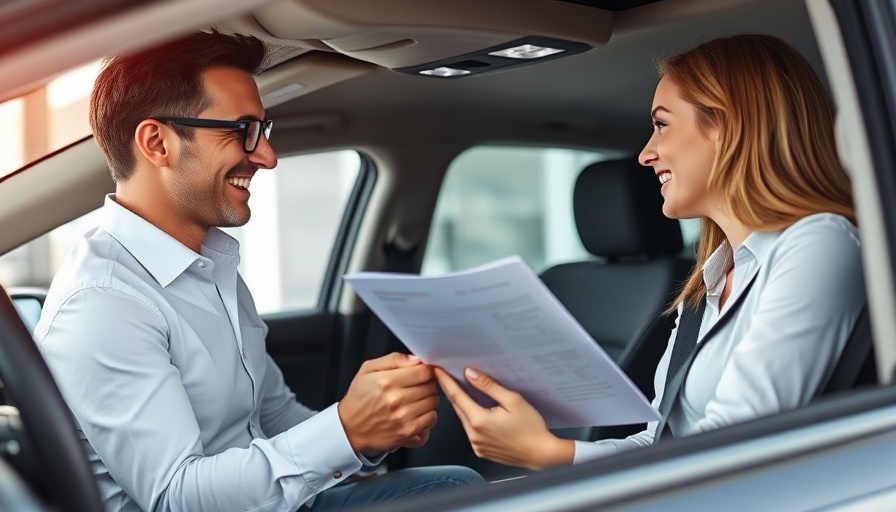 Inside Sales Strategy: Salesperson presenting a document to a customer in a car.