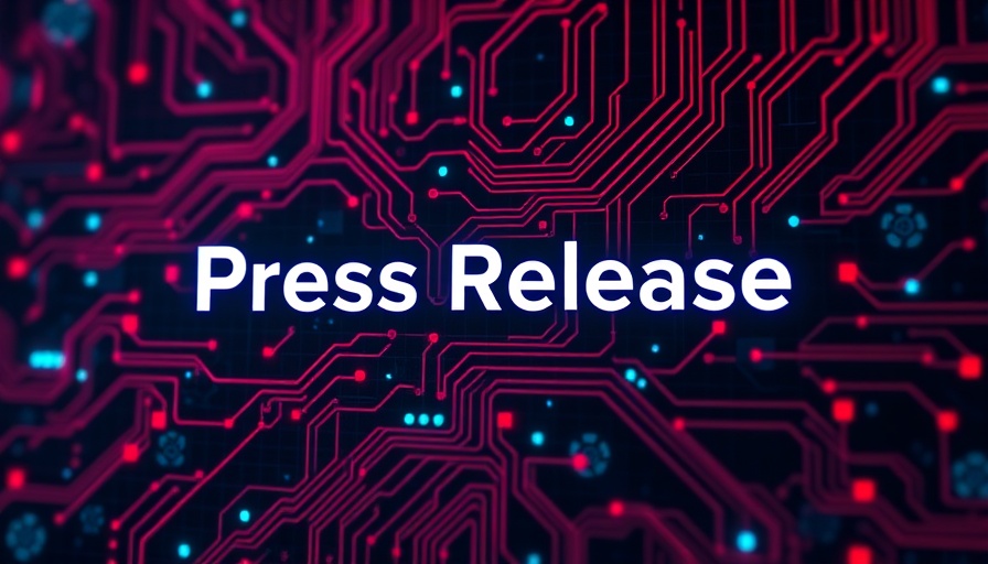 Futuristic press release background with circuit patterns.