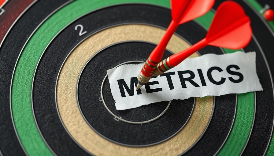 Close-up of dartboard with 'METRICS' on paper, representing precision in metrics.