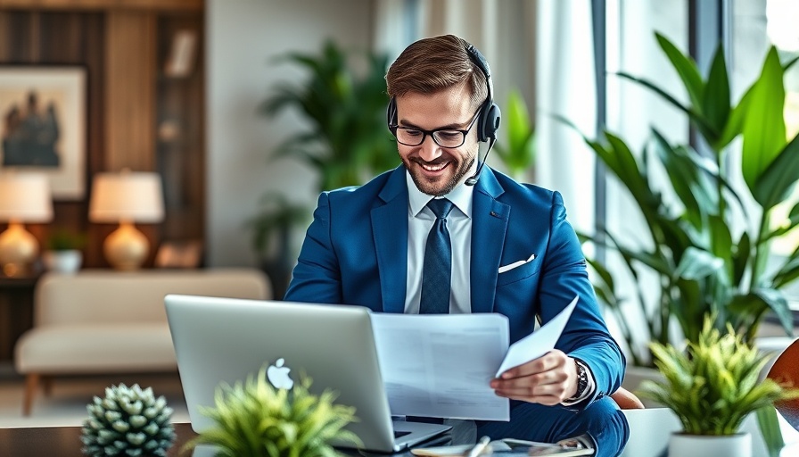 Professional man maintaining cohesion in remote teams, working with documents.