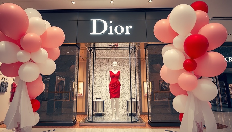 Elegant Dior storefront display in luxurious mall.