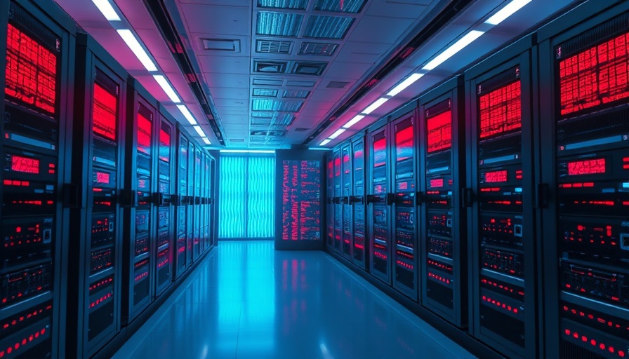 Futuristic server room highlighting Trimble Cityworks cybersecurity breach.