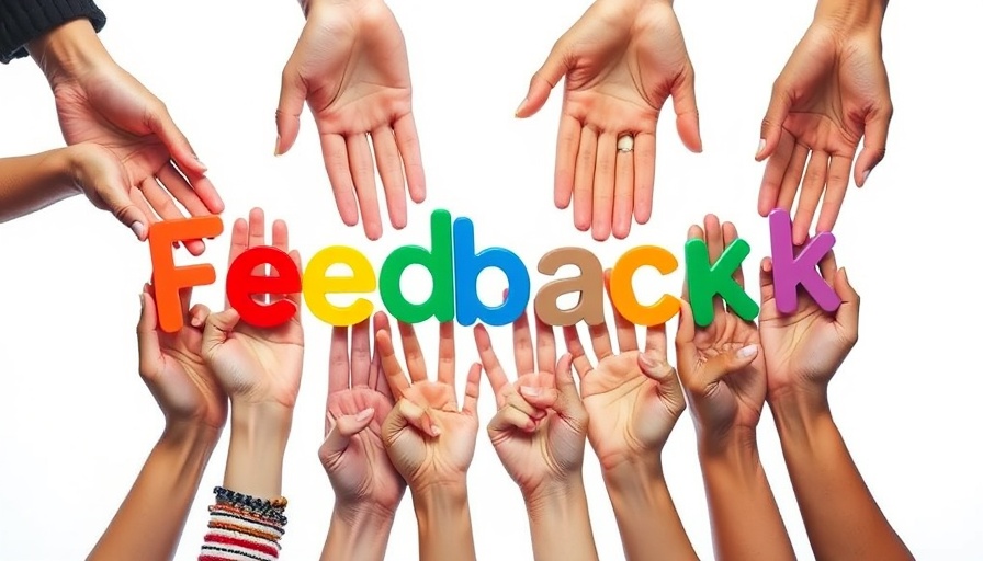 Diverse hands holding 'Feedback' letters symbolize business growth.